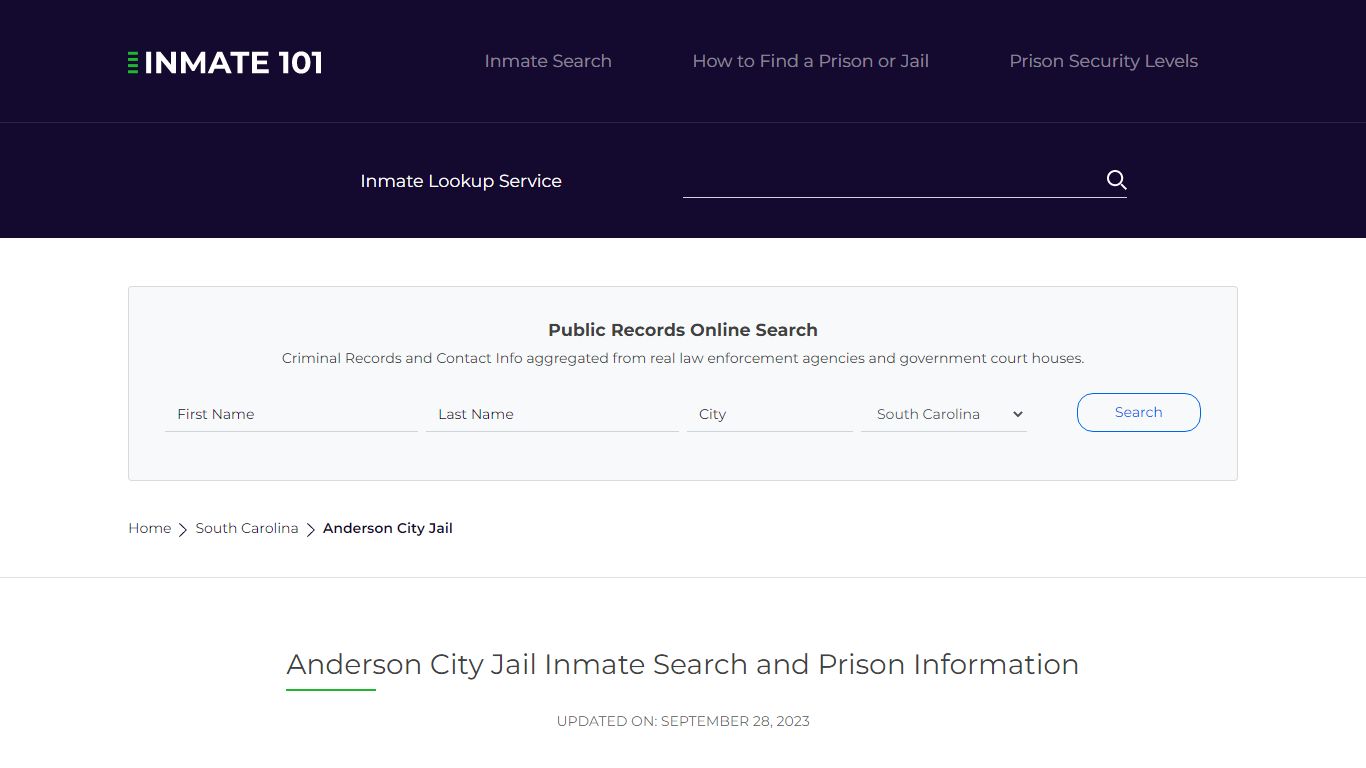 Anderson City Jail Inmate Search and Prison Information